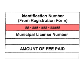 Example of the location of a Gaming Commission ID number on a bingo license